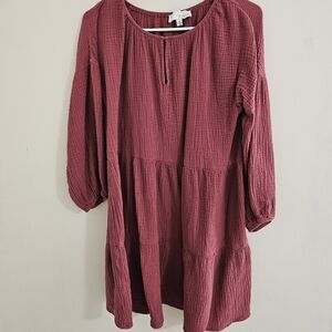 Burgundy Textured Tunic Dress